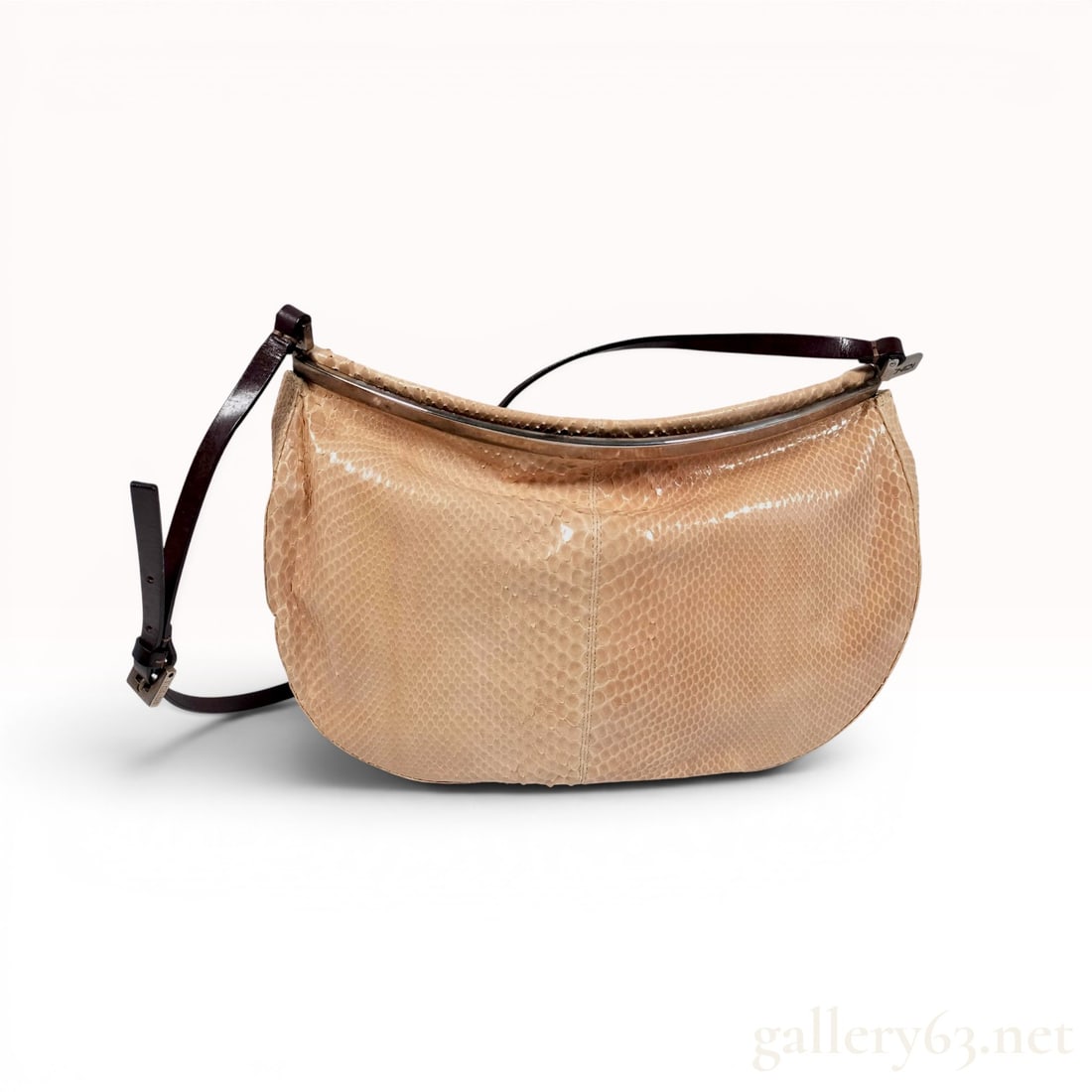 An Exotic Fendi Peach Snakeskin Crescent Shoulder Bag (1 of 10)