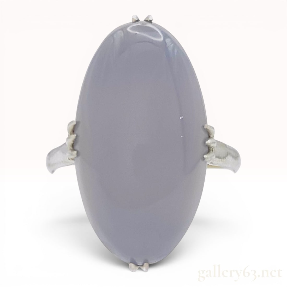 14 Karat White Gold and Oval Blue Chalcedony Ring (1 of 7)