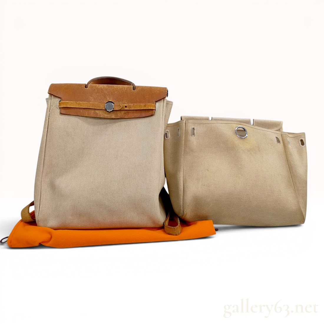 Hermes Herbag Toile and Tan Leather 2-in-1 Backpack Set (1 of 10)