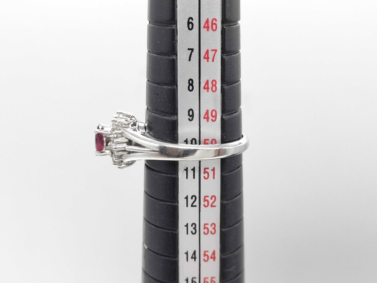 Ruby and Diamond Platinum Cluster Cocktail Ring - 6