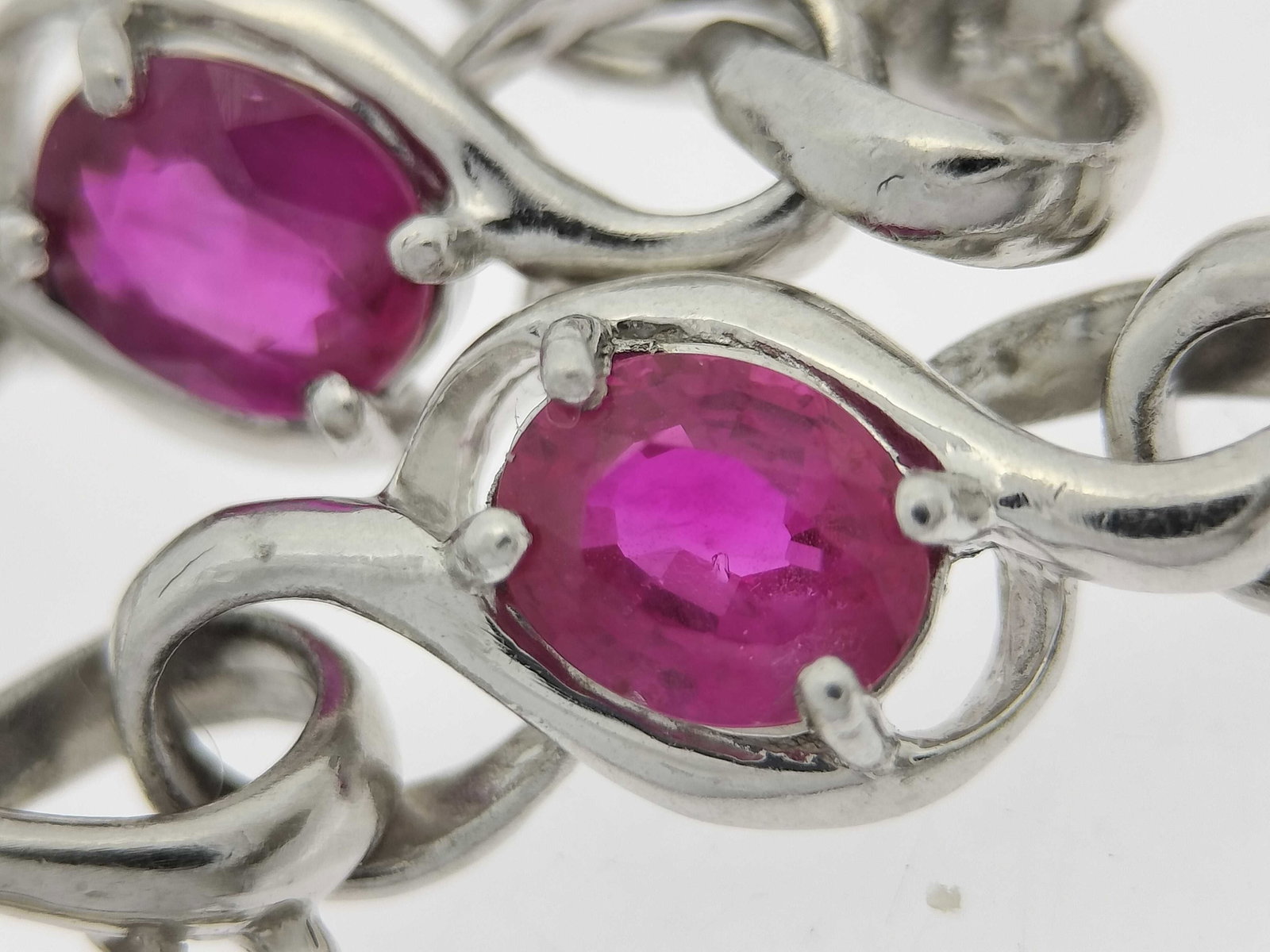 Platinum and 2.58ctw Ruby Openwork Link Bracelet - 10