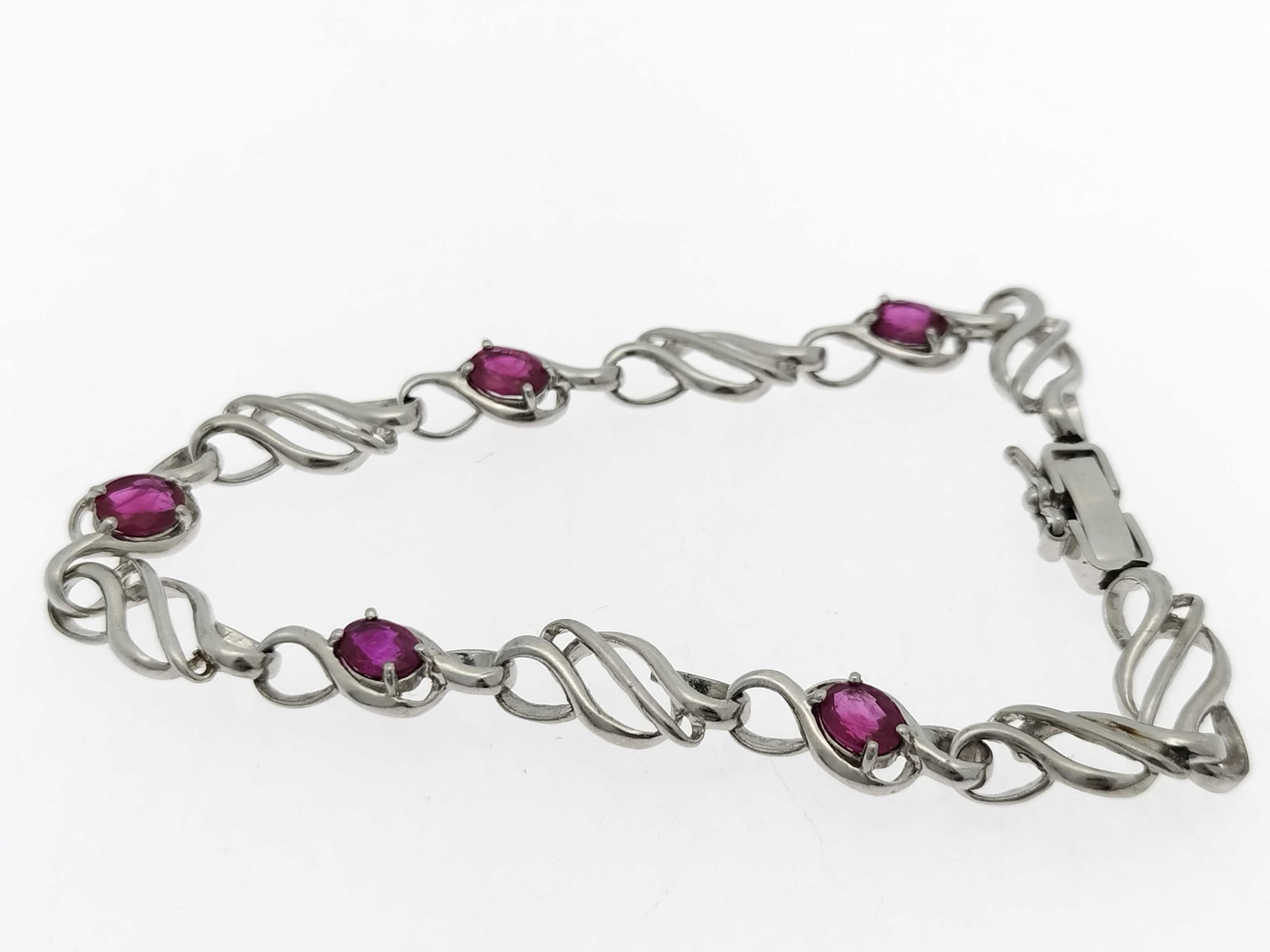 Platinum and 2.58ctw Ruby Openwork Link Bracelet - 3