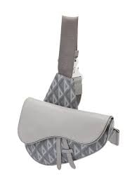 DIOR MEN 2022 CD Diamond Saddle Bag: Dior Men's Saddle Bag in Dior Gray CD Diamond canvas and smooth calfskin leather. This piece features an asymmetrical saddle silhouette with a magnetic flap closure, zippered main compartment, and an 