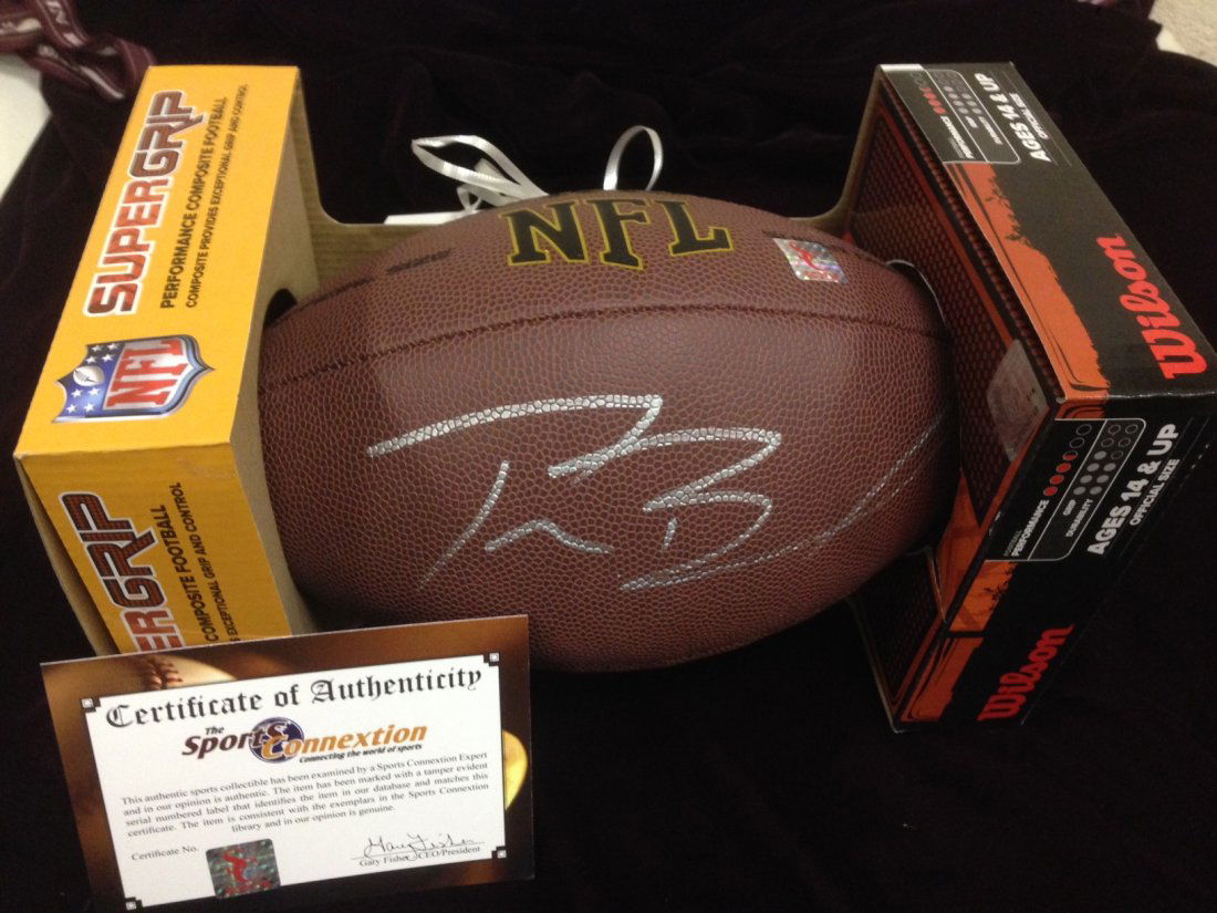 Tom Brady autographed football: Tom Brady signed football with COA
