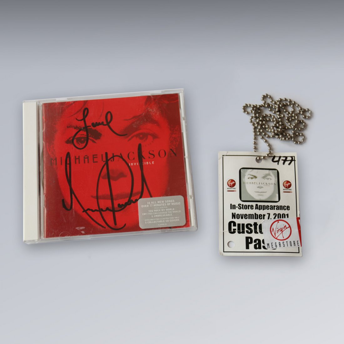 Michael Jackson Signed Invincible CD + Virgin Pass #1 (1 of 1)