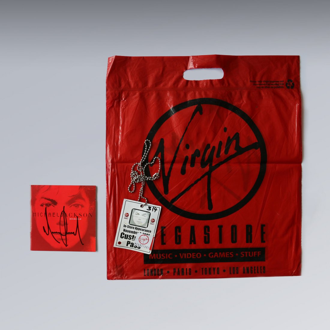 Michael Jackson Signed Invincible CD + Virgin Pass #2 (1 of 3)