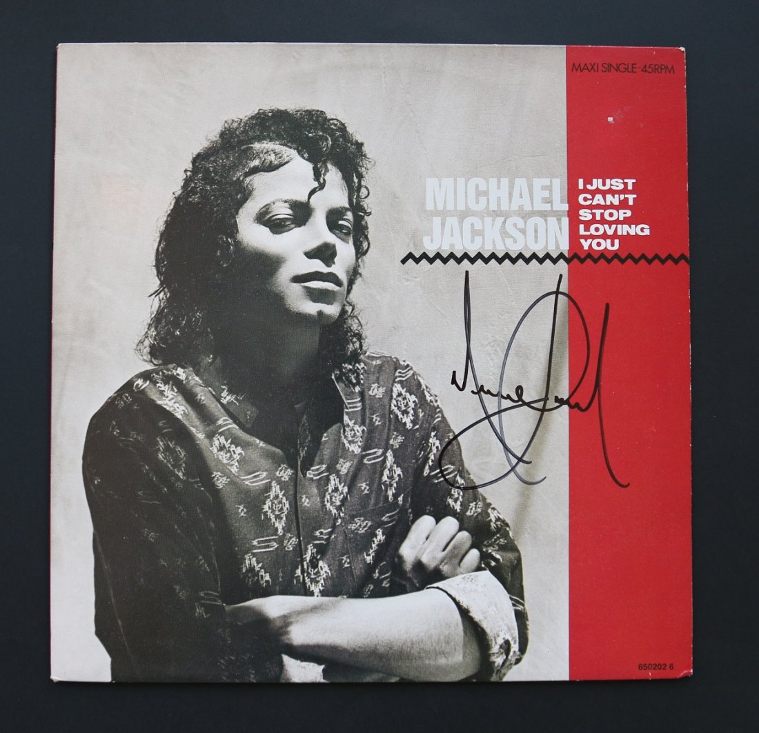 Michael Jackson Signed I Just Can't Stop Loving You Sin (1 of 2)