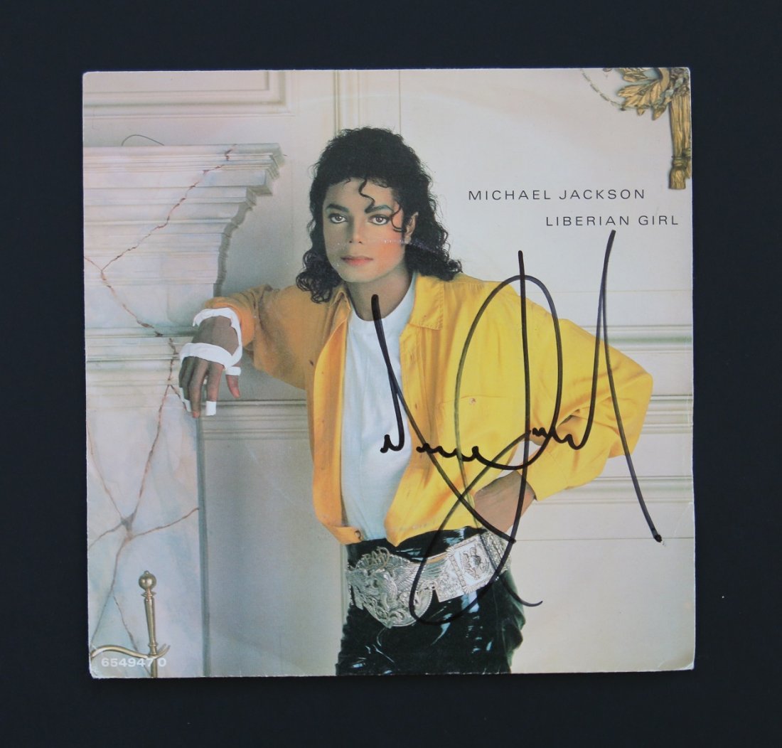 Michael Jackson Signed Liberian Girl Single LP (1 of 2)
