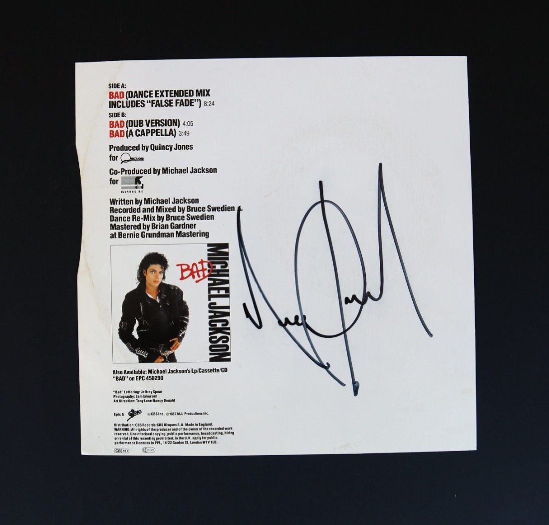 Michael Jackson Signed Bad LP Cover Cut out (1 of 1)