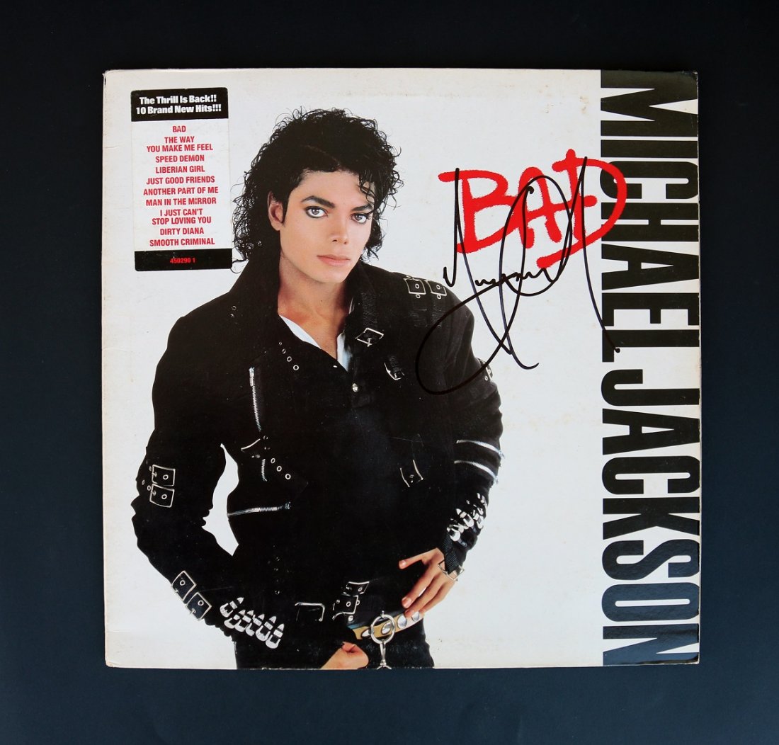 Michael Jackson Signed Bad Album LP (1 of 2)
