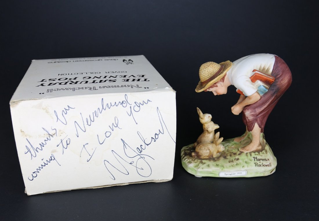 Michael Jackson Signed Norman Rockwell Neverland Statue (1 of 4)