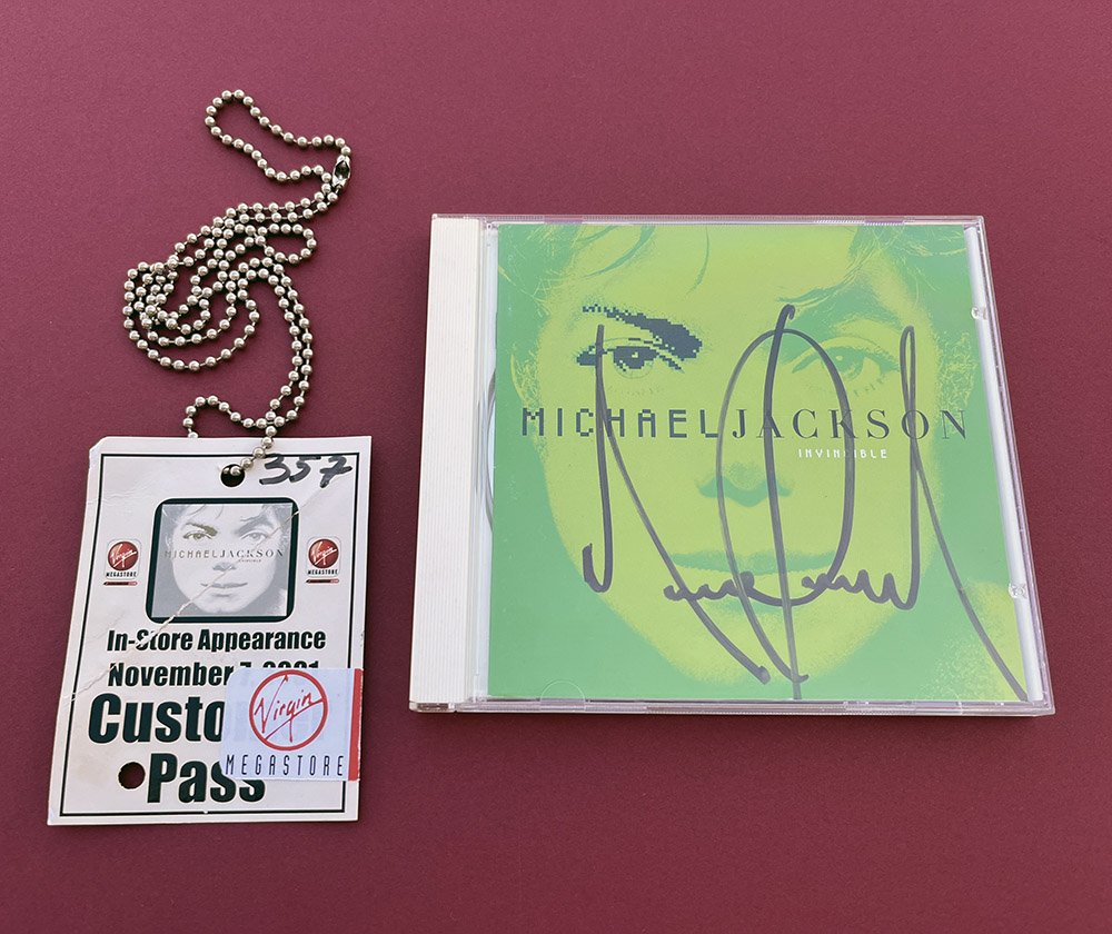Michael Jackson Signed Green Invincible CD Pass (1 of 3)
