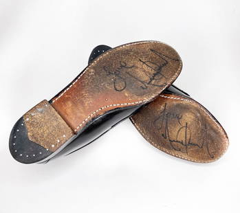 Michael Jackson Owned and Autographed Black Loafers: KnaiszLive.Com Presents: A pair of black loafers by Sebago that were worn, inscribed and signed by Michael Jackson. Personally autographed by the King of Pop "Love Michael Jackson", on the bottom of e