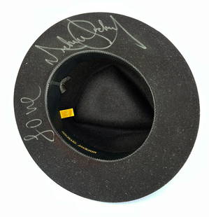 Michael Jackson Signed Black Fedora: KnaiszAuctions.com Presents: A black fedora personally worn and signed by Michael Jackson, with "Michael Jackson" embossed in gold on the inside, signed on the brim underside in silver marker "Love Mi