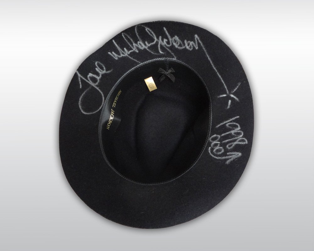 MICHAEL JACKSON WORN AND SIGNED BLACK FEDORA HAT