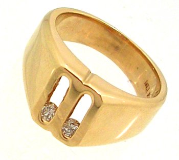 14KY .20cttw Floating 2 Diamond mans ring