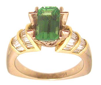 14KY 1.62ct Tsavorite Garnet E-cut .81ct Diamond