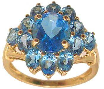 10ky 5ctw Blue Topaz Oval Cluster Ring