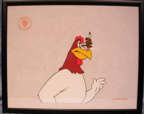 Limited Edition Foghorn Leghorn Sericel: LOW BUYERS PREMIUM (10%) NO RESERVE AUCTION! BIDDING STARTS AT $10! This is a WARNER BROS. LIMITED EDITION Foghorn Leghorn 1 OF 1000***THIS SERICEL IS FROM THE EGG-CITED ROOSTER 1952.***comes WITH FRE
