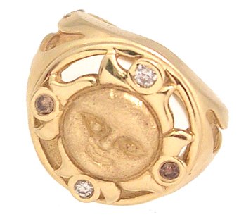 14KY .12cttw Diamond Rd Sun Ring
