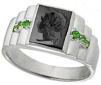 10WG Hematite trojan carved head tsav ring