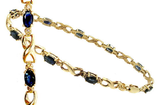 14kt 1.50ct sapphire oval Diamond bracelet