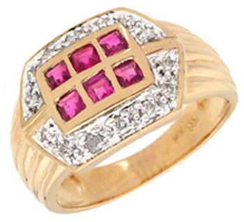 14KY .65cttw ruby channel Dia ring