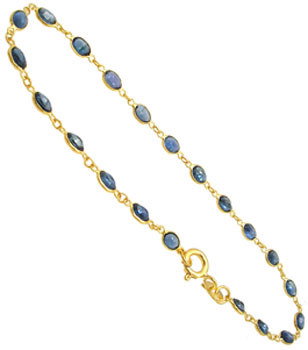 18KY 3cttw blue sapphire oval bracelet 7inch