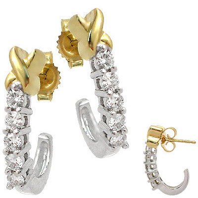 14KW .50cttw Diamond X earring