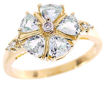 1ct Aquamarine flower dia ring