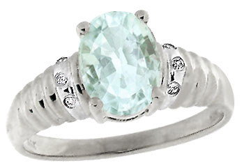 14KW 1.50ct Aquamarine oval diamond ring