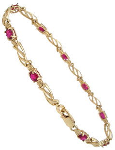 14KY 1.50cttw RUBY oval Diamond bracelet