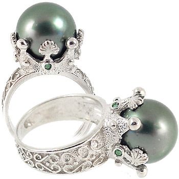 WG 12mm Tahitian Pearl .12cDia Crown Ring