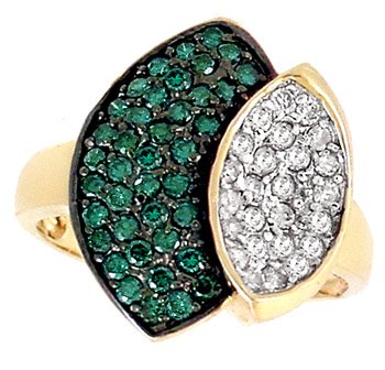 1cttw Teal Blue & White Diamond ring