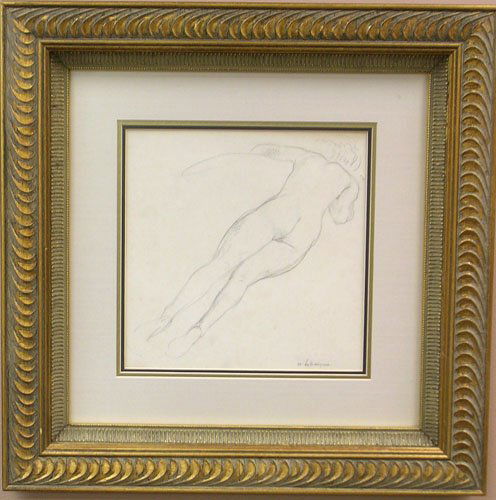 Nude Pencil on Paper by listed artist Henri Leba: LOW BUYERS PREMIUM (10%) NO RESERVE AUCTION! BIDDING STARTS AT $10! Henri Lebasque France 1865-1937 Medium- Pencil on Paper - Style- Representational - Subject- Nude Figure Date- 1918 Paper measures 1