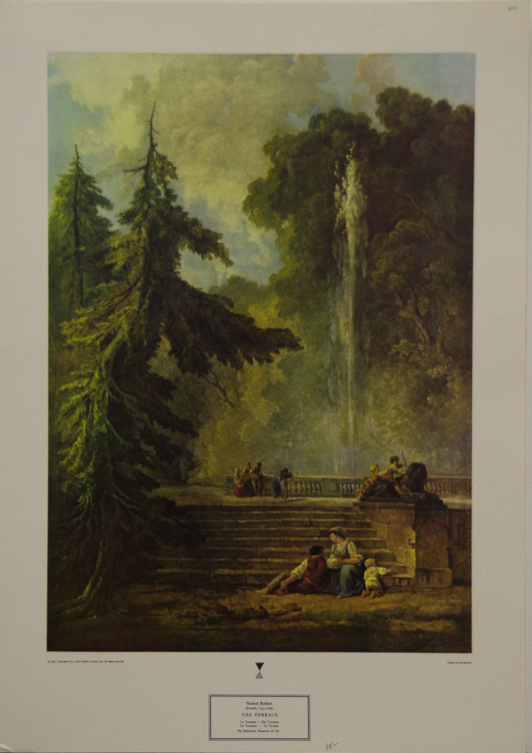 The Terrace - Hubert Robert: HUBERT ROBERT The Terrace 17.5 x 12.2 in. Published By New York Graphic Society, 1965 Printed In Switzerland