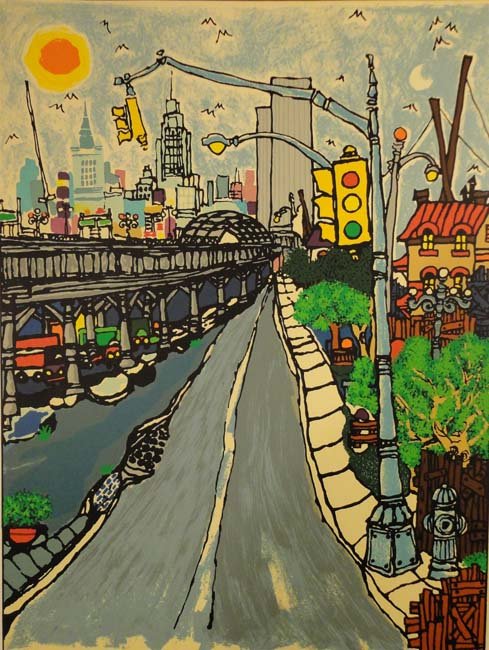 West Street by Edward Sokol: Lithograph. Measures 24 x 18. Limited edition 275/300. Pencil signed by artist.