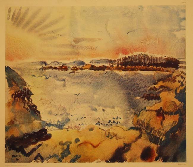 Sunset by John Marin: Copyrite New York Graphics Society. Measures 17.5X22.5