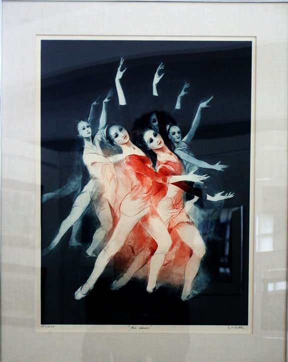 Les Elves by G.H. Rothe: Limited Edition Lithograph of Woman Dancing, Signed by Artist, Framed, 31.5 x 24.75