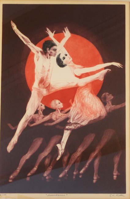 Moon Dance I By G H Rothe: G. H. Rothe (1935-2007) was a print artist born in Beuthen, Germany (now part of Poland) and grew up in Wiedensbruck.Â Her father was a goldsmith, and she grew up in an artistic family.Â Her own