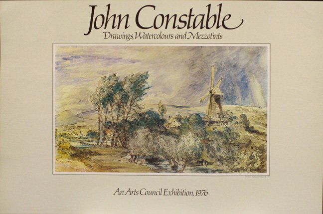Folkstone Exhibition poster by John Constable: Drawings, Watercolors, and mezzotint 1976 exhibition poster, Design by Patrick Yapp, 20 x 30