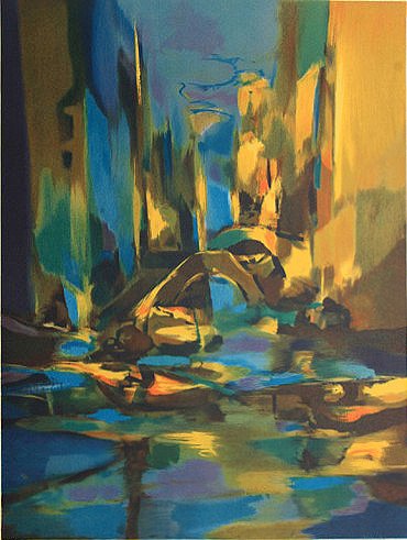 Canal Venise by Marcel Mouly: MARCEL MOULY (1918-2008) Limited Edition Lithograph, EA 21.5 x 30 in Signed Marcel Mouly was a French abstract artist who studied under Jacques Lipchitz. His work is in the collection of over 20 museu