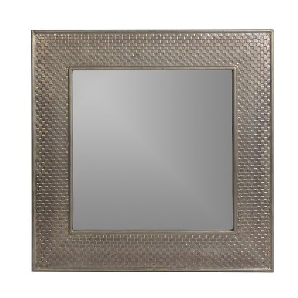 Metal Heavy Checkered Pattern Framed Mirror 35x35 (1 of 7)