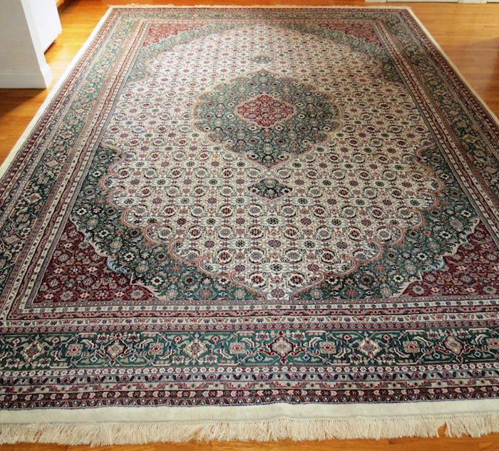 Large Oriental Rug Green/Maroon 10' x 14' (1 of 7)