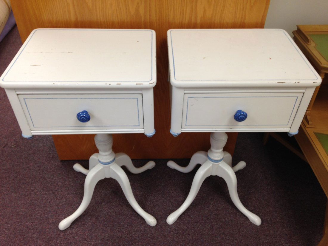 Pair of Blue and White Side Tables (1 of 7)