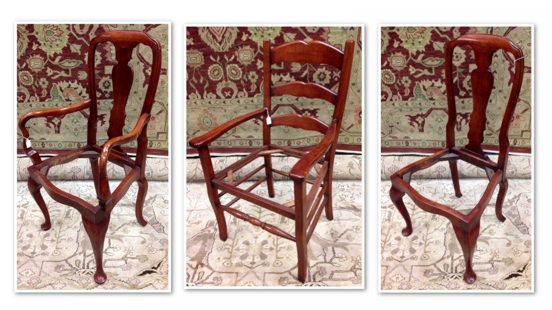 Set of 3 Unupholstered Cherry Queen Anne Dining Chairs: Set of 3 Unupholstered Dining ChairsID: 10123