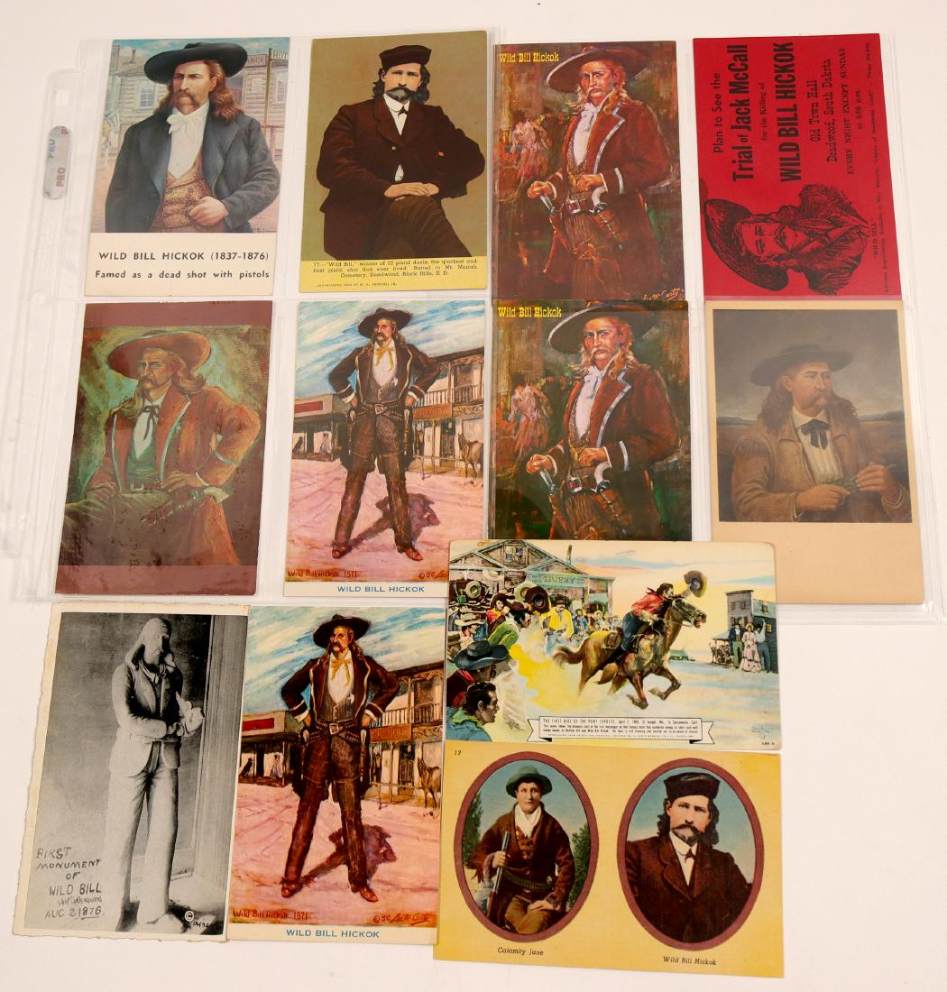 Wild Bill Hickok (105099): 12 postcards of (James Butler) Wild Bill Hickok (1837 - 1876), former marshall of Abilene, Kansas. Born in Illinois. Won 32 pistol duels and noted as best pistoll shot that ever lived, reportedly shoo