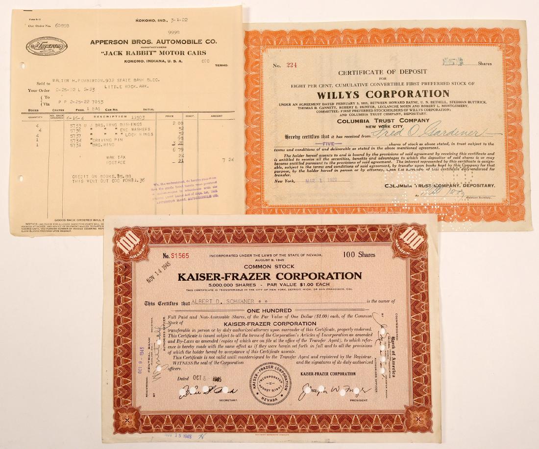 Automobile Companies (106203): 1) Kaiser-Frazer Corp (1947Ã±1951 partnership between automobile executive Joseph W. Frazer and industrialist Henry J. Kaiser. In 1947, acquired automotive assets of Graham-Paige. Kaiser-Frazer was 