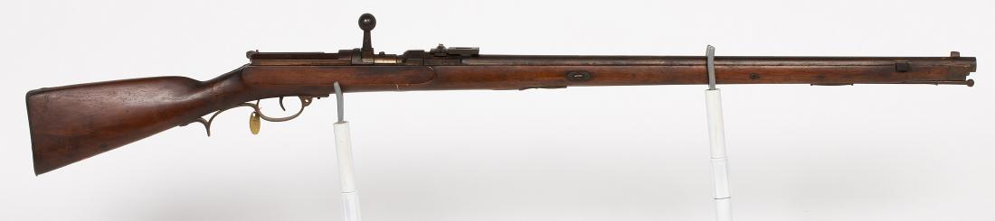 Spandau FG Model 60 Rifle 1860's JMD-12304: Spandau, FG Model 60.64 caliber, Bolt-Action Dreyse Needle, Prussian Needle Gun, blade front sight, target rear sight. SN: 1761, JMD Oval Tag: 9426, Condition: Good, >