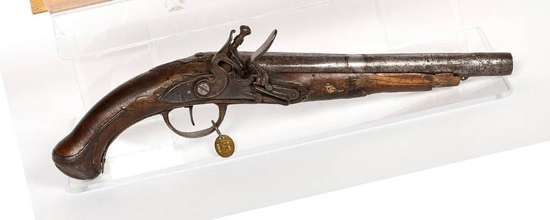 Unknown mfr. Pistol 1780s-1790's JMD-11178: This is a pistol believed to be a Continental Arsenal Holster Pistol built between 1780-1793. (Reilley p. 193) The pistol could have been built in either Pennsylvania or Virginia in this same time per